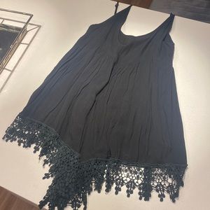 LF Black Romper with Crochet Bottom